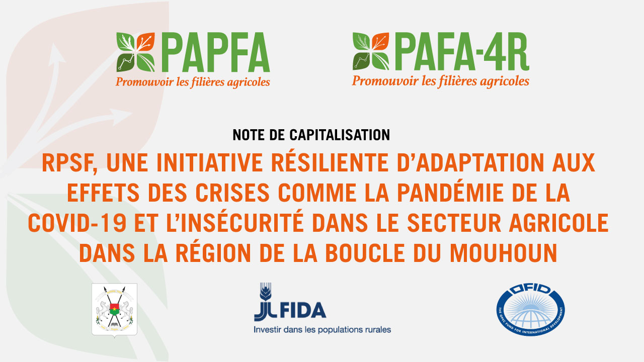 RPSF, UNE INITIATIVE RÉSILIENTE D’ADAPTATION AUX EFFETS DES CRISES COMME LA PANDÉMIE DE LA COVID-19 ET L’INSÉCURITÉ DANS LE SECTEUR AGRICOLE DANS LA RÉGION DE LA BOUCLE DU MOUHOUN